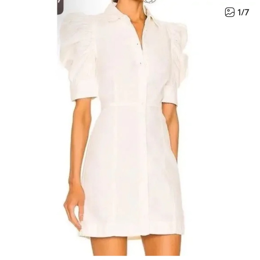 Frame Denim Cream Puff Sleeve Mini Dress